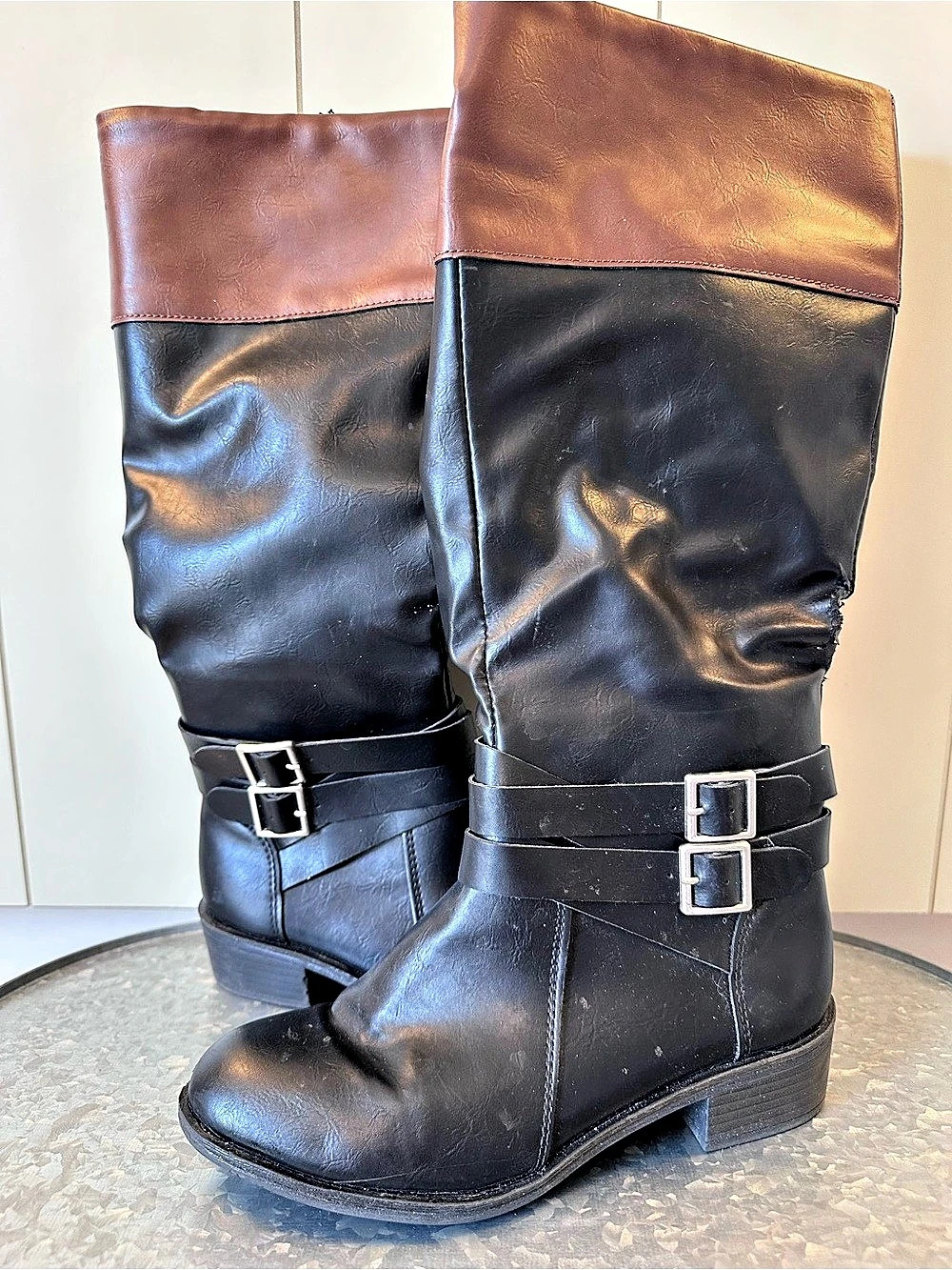 7M AZ DENMARK Over-the-Knee Boots Black & Brown